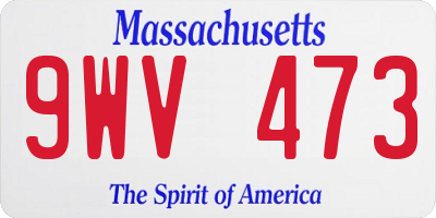 MA license plate 9WV473