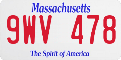 MA license plate 9WV478