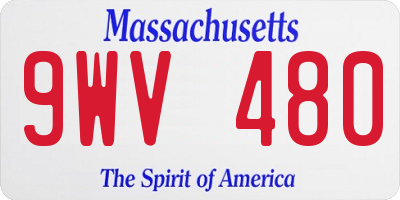 MA license plate 9WV480