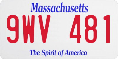 MA license plate 9WV481