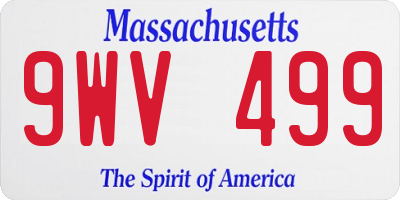 MA license plate 9WV499