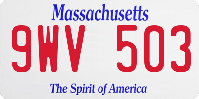 MA license plate 9WV503