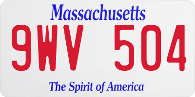 MA license plate 9WV504
