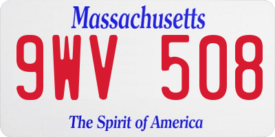 MA license plate 9WV508
