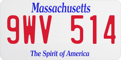 MA license plate 9WV514