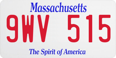 MA license plate 9WV515