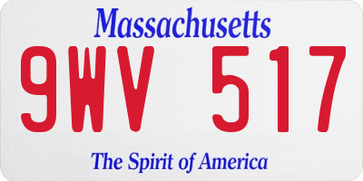 MA license plate 9WV517