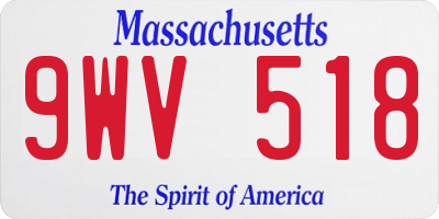 MA license plate 9WV518