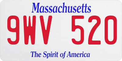 MA license plate 9WV520