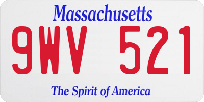 MA license plate 9WV521