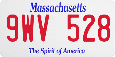 MA license plate 9WV528