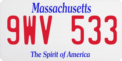 MA license plate 9WV533