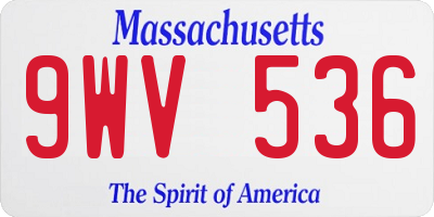 MA license plate 9WV536