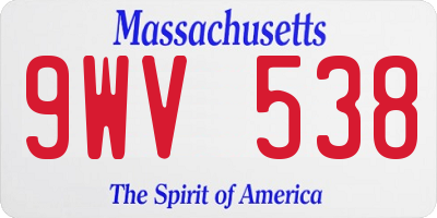 MA license plate 9WV538