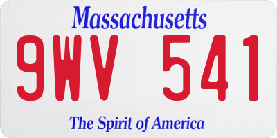 MA license plate 9WV541
