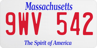 MA license plate 9WV542