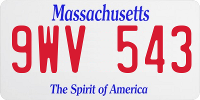 MA license plate 9WV543