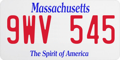 MA license plate 9WV545