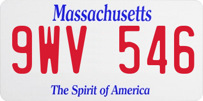 MA license plate 9WV546