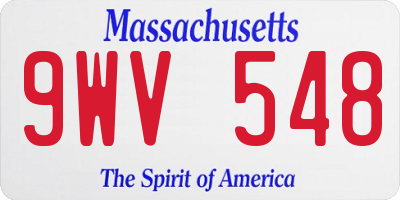 MA license plate 9WV548