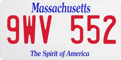 MA license plate 9WV552