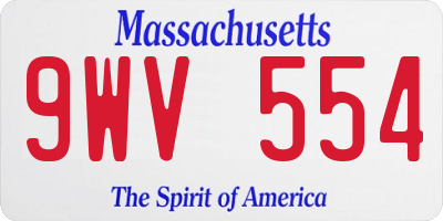 MA license plate 9WV554