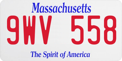 MA license plate 9WV558