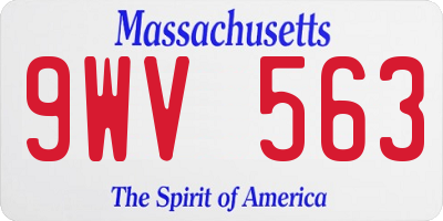 MA license plate 9WV563