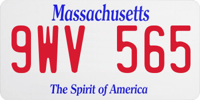 MA license plate 9WV565