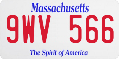 MA license plate 9WV566