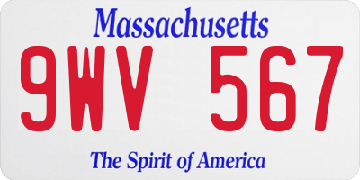 MA license plate 9WV567