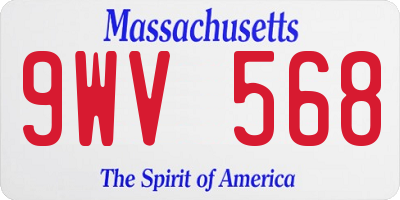 MA license plate 9WV568