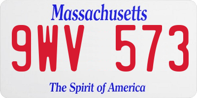 MA license plate 9WV573
