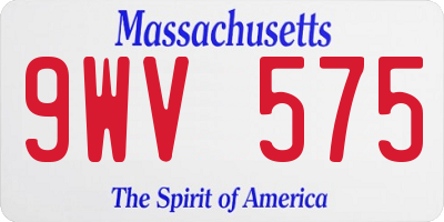 MA license plate 9WV575