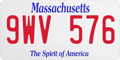 MA license plate 9WV576