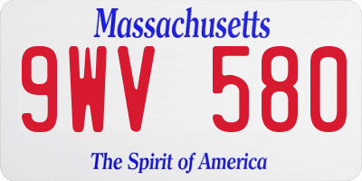 MA license plate 9WV580