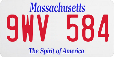 MA license plate 9WV584