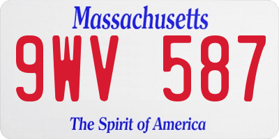 MA license plate 9WV587