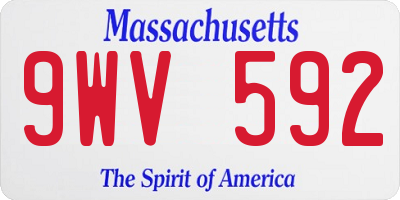 MA license plate 9WV592