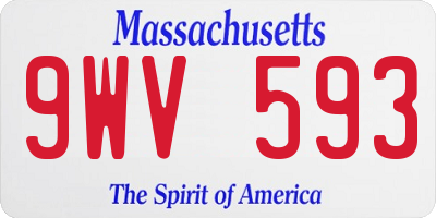 MA license plate 9WV593