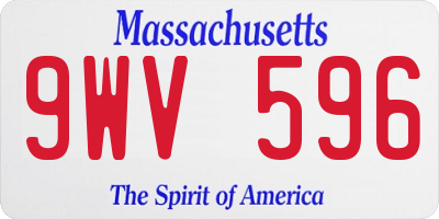 MA license plate 9WV596