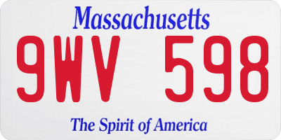 MA license plate 9WV598