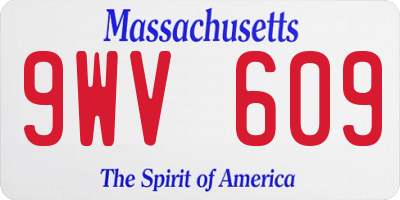 MA license plate 9WV609