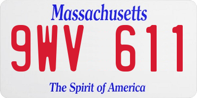 MA license plate 9WV611