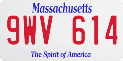 MA license plate 9WV614