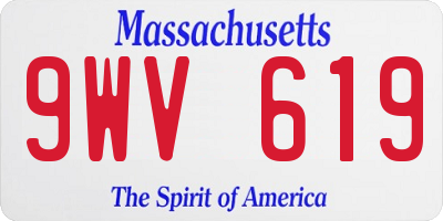 MA license plate 9WV619