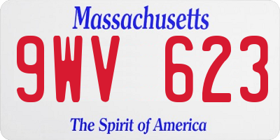 MA license plate 9WV623