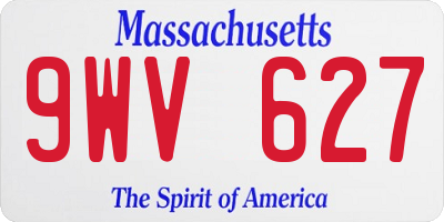 MA license plate 9WV627