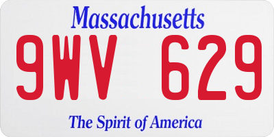 MA license plate 9WV629