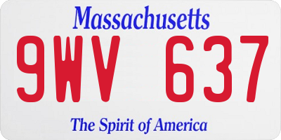 MA license plate 9WV637